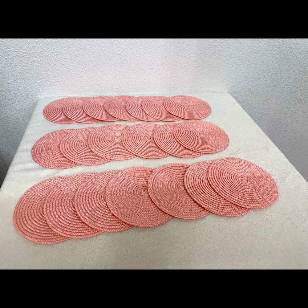 IKEA rattan pink woven coasters - lot of 20